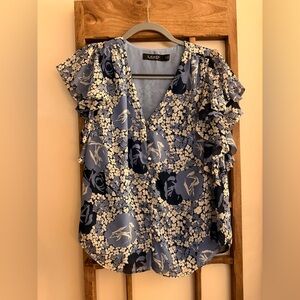 Ralph Lauren Blue Floral Top